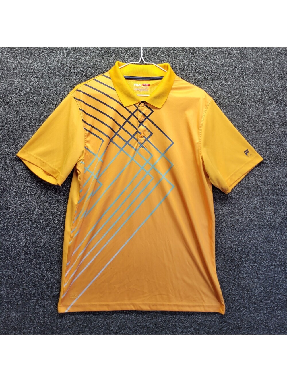FILA GOLF Mens Polo Shirt Size M Orange Blue Short Sleeve Collared Sport Bright
